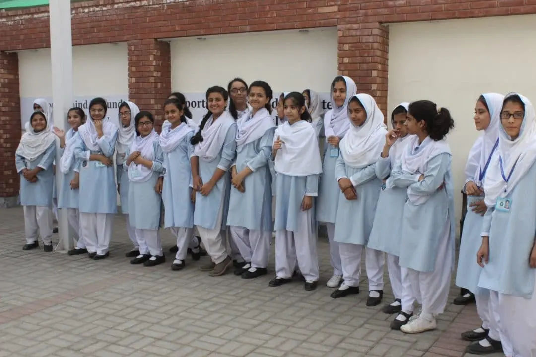 Students of The Punjab School lined up for morning assembly